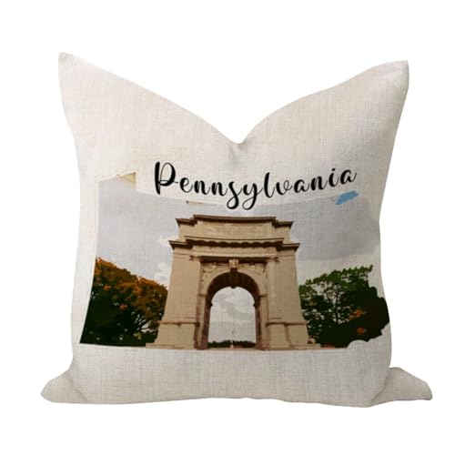 WSDESDEC Pennsylvania Kissenbezug mit amerikanischer Staatsflagge, quadratisch, Baumwollleinen, Heimdekoration, Spielzimmer, Autogalerie, 66 x 66 cm