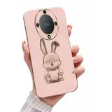 Miagon Kaninchen Ständer Hülle für Honor Magic 6 Lite 5G,Cute Mädchen Dünn Galvanisierte Schutzhülle Weiches Case Bumper mit Hase Skalierbar Halter Kickständer