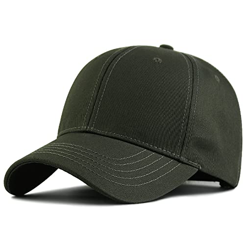 ISWMM Großer Kopfhut Sport XXL Übergröße Baseball Cap Big Head Hat Plus 60-65 cm, Army Grün