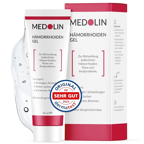 Medolin® Hämorrhoiden Gel - Gegen Schwellungen, Juckreiz, Schmerzen & Blutungen - Entzündungshemmend - Hämorrhoiden Salbe - Wissenschaftlich bestätigte Wirkung, 40 ml