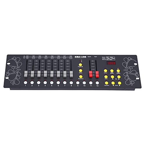 DMX Controller 192 Kanal DMX-Lichtpult DMX-Bühnenbeleuchtungssteuerungsprogramm für Disco Party LED Stage Laser Light (Schwarz)