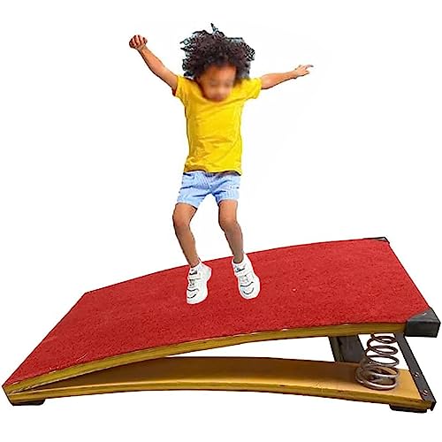 FUYAO Hartholz Gymnastik Sprungbrett mit Crash Mats, Pro Gebogene Sprungbrett langlebig Kunst Sprungbrett für Sportverein, Kampfsport, Erwachsene/Jugendliche/Kind