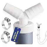 Abfluss Waschmaschine Doppelanschluss, 1/2 Zoll Abfluss Doppelanschluss für Geschirrspüler Trockner Waschmaschine, Y-Adapter für Schlauch mit Eingangsstutzen von 19-24 mm und Abgang DN 40
