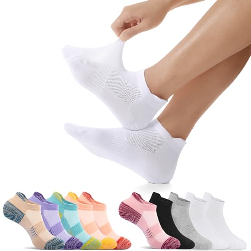 EKSHER Sneaker Socken Herren 43-46 10 Paar Kurze Baumwolle Weiß Socken Damen Laufsocken Herren 43-46 Halbsocken Kurz Sportsocken Anti Schweiß Atmungsaktive Sommer Halbe Low Running Socks