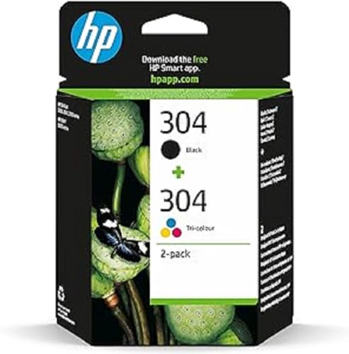 HP 304 (3JB05AE) Multipack Original Druckerpatronen 1xSchwarz,1x Farbe für HP DeskJet 26xx, 37xx, ENVY 50xx, Standard, 2 Count (Pack of 1), 120 Seiten (Schwarz)