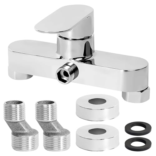 Duscharmatur Einhebelmischer Dusche, Silbrig Mischbatterie Dusche Brausearmatur Armatur Dusche mit Keramikventil Kern, Chrom-Wasserhahn Dusche mit G ½ Auslauf für Badezimmer
