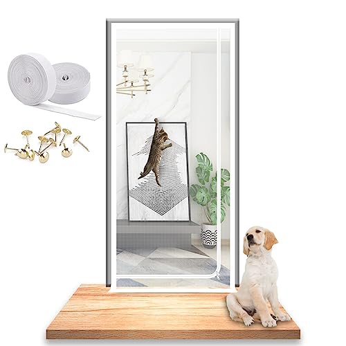 Katzengitter Balkontür, Haustiere Bildschirm Tür for Wohnzimmer, Schlafzimmer, Küche Hund Katze Gittertür Mit Reißverschluss (Color : White, Size : 95x210cm)