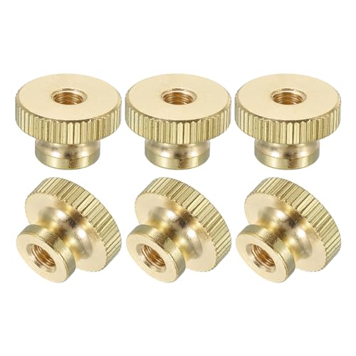 QUARKZMAN Gerändelte Daumenmuttern, 6 Stück M5 x D16mm x H10mm Messing Griffmuttern Rändelmuttern mit Hohem Kopf Befestigungselemente für 3D-Drucker Teile, Maschinenwerkzeuge