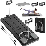 Upgraded Bauchtrainer Bauchroller Board, Pilates Board Pilates Reformer Set Ab Roller Trainingsgerät Automatisches Rebound Bauchmuskeltrainer Mit Widerstandsband(Black1)