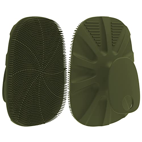 HieerBus Silikon Körperbürste Körperwäscher Badebürste Duschbürste Massagebürste für Tiefenreinigung, Peeling Massage, Hygienischer als Schwamm, für Männer, Babys,Alle Hauttypen 1 Stück, Rmy Green