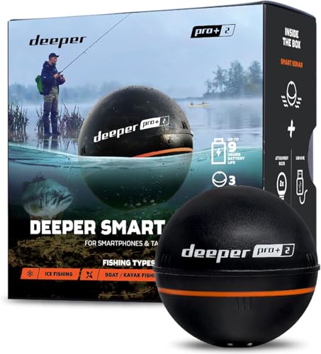 Deeper Smart Sonar Pro+ 2 Fischfinder Echolot – mit Tiefenmesser und GPS-Sender | Angeln im Kajak, Boot oder beim Eisangeln | mit kostenloser App