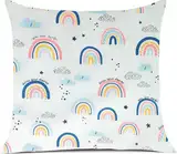 Kinder Kissenbezug Dekorativ Gemustert 40 x 40 cm,Baby Kleinkind Kissen Kissenbezüge für Kinderwagen, Bio Baumwolle Kopfkissenbezug mit Reißverschluss(1 Pack)