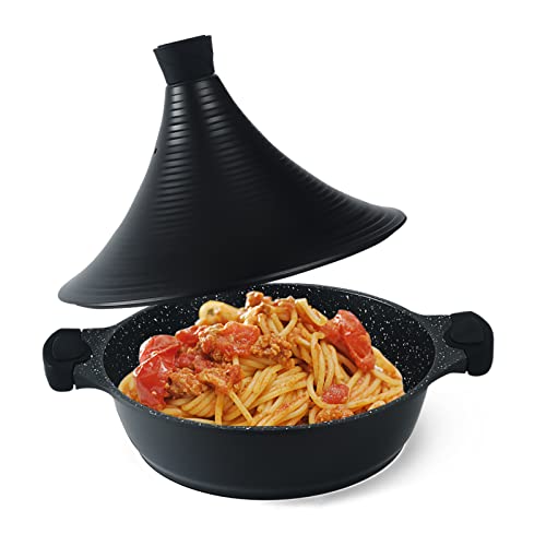 Scheffler Tajine Topf - Marokkanische Tagine 32cm Antihaftbeschichtung aus Aluminium mit kegelförmigem (32CM-Black)