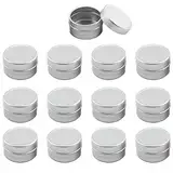 ZEOABSY 12 Stück 5ml Silber Leere Aluminiumdose Aluminium Runde Dosen Aludose mit Stülpdeckel Blechdosen Cremedosen für DIY Salben Kerze Kosmetik Rasierseife