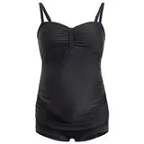 Herzmutter Umstandstankini-Umstandsbadeanzug - Bademode Schwangerschaft - Badeanzug für Schwangere - Unterbauch-Hose - Bandeau-Tankini - 7000 (XXL, Tupfen)