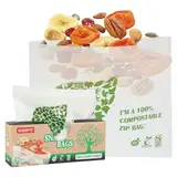100 % kompostierbarer Snackbeutel mit Reißverschluss, umweltfreundliche Lebensmittelaufbewahrungsbeutel, Gefrierbeutel, pflanzlich, BPA-frei, gut verschließbar für Keks-Chips (1 Packung, Snack-Größe)