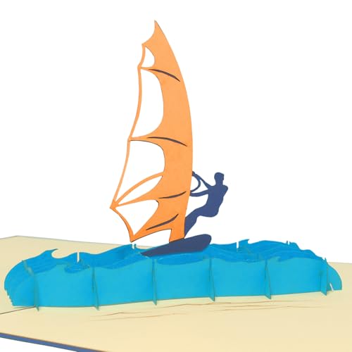 POP UP Grußkarte 3D Grußkarten Glückwunsch Brettsegeln Windsurfen (#108)