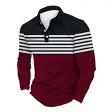 Generisch Herren Langarm Poloshirt aus Baumwolle Atmungsaktiv Casual T-Shirt mit Tasche Herren Poloshirt- Golf Casual T-Shirt Thermo Shirt Herren Langarm 4XL