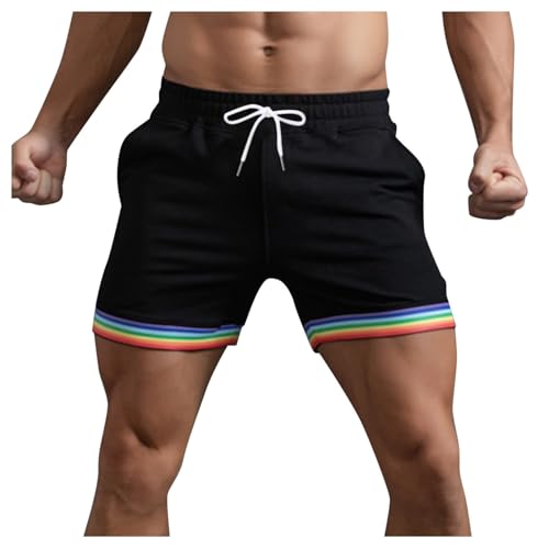 Pride Shorts Herren LGBT Gay Pride Flag - Regenbogen Shorts Kurze Hose Sport Sommer Kurze Hosen Schnelltrocknende Laufshorts Trainingshose Outdoor Sporthose Pride Month 2025 Regenbogen Geschenke