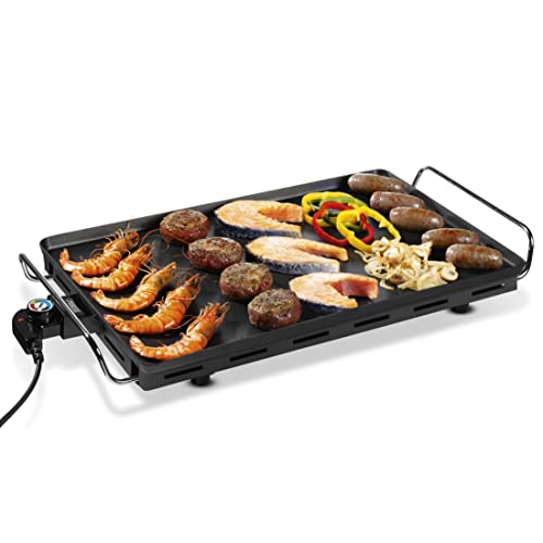 Princess Table Chef XXL – 4 mm dicke Teppanyaki-Grillplatte, 60 x 36 cm, 4-6 Personen 2500 Watt, 102325, Schwarz, 01.102325.01.005