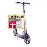 SIX DEGREES Aluminium Scooter mit Klappmechanismus u. Ständer, 205 mm, höhenverstellbar, GS-geprüft, lila, TESTSIEGER