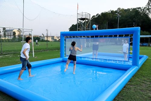 Outdoor-Volleyballplatz, aufblasbarer Poolplatz mit Strand-Volleyballnetz, Wasserfeld-Sportspiel, kommerzielle Qualität, PVC, 800 W Luftpumpe