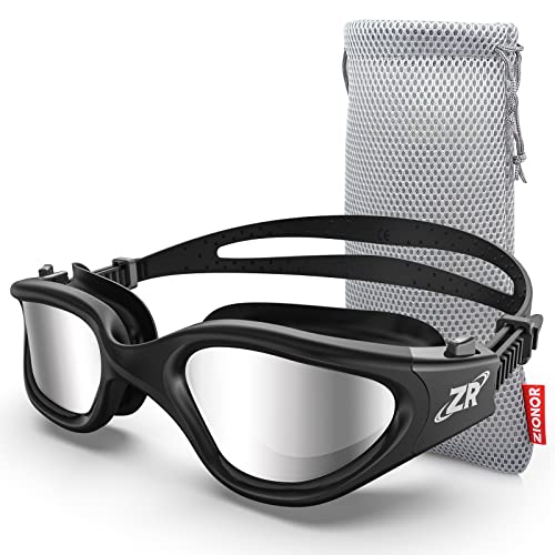 ZIONOR Polarisiert Schwimmbrille für Herren und Damen [UPGRADE], G1 Schwimmbrille mit Spiegel/Rauch Linse UV-Schutz Anti Nebel Verstellbar Gurt Komfort Profi Schwimmbrillen für Erwachsene Jugendliche