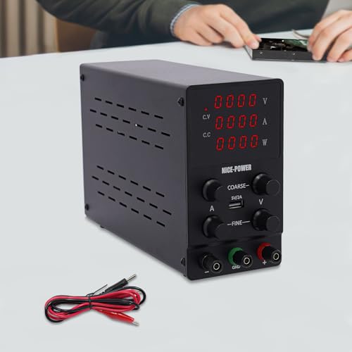 Labornetzteil 30V/10A Tischmultimeter Labornetzgerät DC Regelbares Netzteil für Labor und Elektronikwartung mit LED-Anzeige, Gebereinstellknopf & Ausgangsschalter