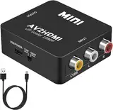 DigitConvert RCA zu HDMI Adapter, AV zu HDMI Konverter, 1080P Mini RCA Composite CVBS Audio Video Konverter Unterstützt PAL/NTSC Kompatibel mit PC/Laptop/PS4/TV/STB/VHS/VCR/Blue-Ray