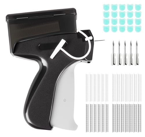 ilauke Etikettierpistol Flex Clip Pistole für Kleidung,Quick Clothing Fixer Stitchy Quick Clothing Fixer mit 5 Nadeln,3000 Plastiknadel,Micro Stitchy Pistole Gun for Clothes Stitching Werkzeug,Schwarz