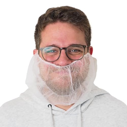 100x ARNOMED PP-Bartnetz, Einweg Bartbinde Weiß, Barthaube mit elastischem Gummizug, Bart Netz 52 cm, Bartschutz 10 g/m², Bartschutz Maske lebensmitteltauglich, Bartschutz Hygiene, Beard Mask