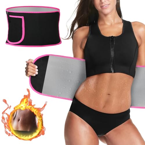 ACWOO Bauchweggürtel Herren Damen, Hula Hoop Gürtel, Waist Trimmer, Fitness Gürtel Verstellbarer, Bauchgürtel Neopren Nano Silber, Sweat Belt Waisttrainer, Rückenbandage, Sportgürtel(Lila)