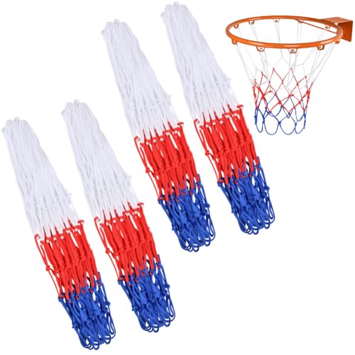 Flintronic Basketballnetz 50 cm Lang, 4 Stück Profi Basketballnetz, für Standard Körbe Ø 45 cm, für Standard 12 Schlaufen, Basketball Ersatz Netz, für Allwetter drinnen/draußen