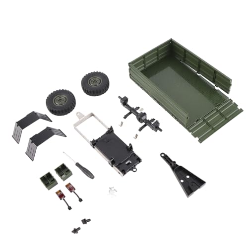 plplaaoo RC -Autoanhänger Fernbedienungs -Ladungsträger für P06 Unimog Modell RC -Auto Ersatzteile Zubehör Metallreifen DIY Kit Fein Arbeit Kunststoff Edelstahl 21.6x14.6x6cm (Grün)