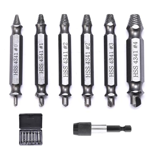 Schraubenausdreher Set, Schraubenausdreher mit Magnetischem Bithalter, 6 Stück Beschädigte Schraube Entferner Extraktor Set mit Stecknuss Adapter, Entfernen Beraubt Beschädigt Schrauben