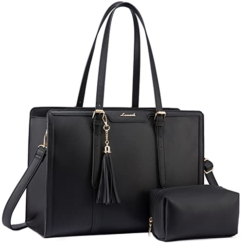 LOVEVOOK Laptoptasche 15,6 Zoll Handtasche Damen Umhängetasche Leder Tote Bag Women Shoulder Crossbody Bag Große Shopper Tasche Elegante Schultertasche Aktentasche Arbeitstasche Lehrertasche für Büro