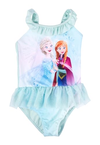 Disney Die Eiskönigin Badeanzug mit Rüschen für Mädchen - ELSA & Anna Frozen Kinder Schwimmanzug Türkis (DE/NL/SE/PL, Numerisch, 98, 104, Regular, Türkis)