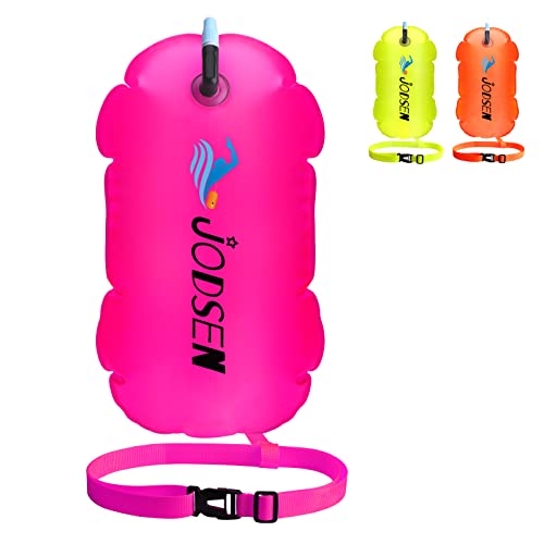 Schwimmboje,Schwimmwagen im Freien,Aufblasbare Schwimmen Boje und Trockensack,Swim Bubble,für Open Water Kinder Triathlon Sport Schnorcheln Rennen Ausbildung Zubehör,Gut sichtbarer (Rose)