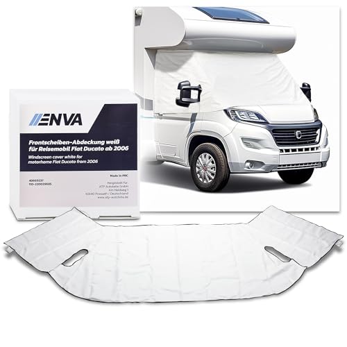 ENVA Frontscheiben Abdeckung weiß für Reisemobil FIAT Ducato ab 2006 Sonnenschutz, Eisschutz & Isolierung Scheibenabdeckung Außenisoliermatte Frontabdeckung Fensterabdeckung für Wohnmobil