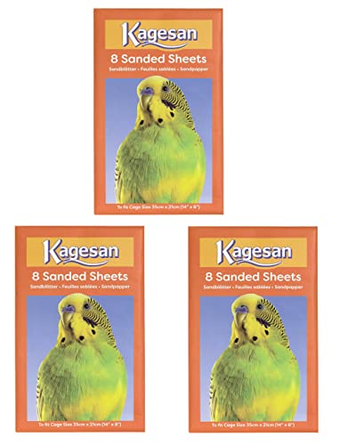 3 PACK Kagesan Sandpapier für Vogelkäfig, 35 x 21 cm, Orange, 24 Bögen