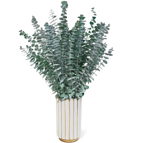Eukalyptus Getrocknet, 21 Stück Getrockneter Eukalyptus Dekoblumen, 43cm Natürliche Trockenblumen für Hochzeiten, Tischdeko, Blumenarrangements, Heimdekoration, langlebige Eucalyptus-Blüten