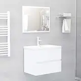 KTHLBRH Möbelgeschäft (Blitzlieferung) Badmöbel Set,Waschtischunterschrank Set,Waschbecken Set,Badezimmerschränke Set, Badmöbel-Set Weiß Spanplatte