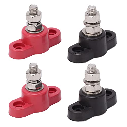 4 Stück Anschlussbolzen, 12V 24V Stromverteilerblock Batterieklemmenblöcke, Batterieverteilerklemmenblock Sammelschienenklemmenverteilerblock für LKWs und Wohnmobile
