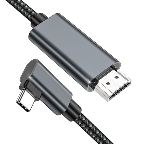 TEFLOTY USB C auf HDMI Kabel, 2m USB Typ C to HDMI Kabel Rechter Winkel 4K UHD Kabel Thunderbolt 3/4 Kompatibel für iPhone 15 Pro, MacBook Pro/Air, Galaxy S23/S22/S21, Note 20, Surface Pro