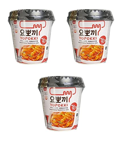 Topokki Pamai Pai® Dreierpack: 3 x 140g YOPOKKI Reiskuchen SWEET & SPICY Rice Cake Sauce