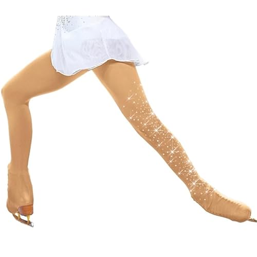 SSZYace Eiskunstlauf-Strumpfhose über dem Stiefel, Kristall, XS, S, M, L, Schwarz, S