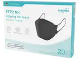 EUROPAPA® 20x FFP2 Fisch-Form Schwarz Masken Atemschutzmaske 5-Lagen Staubschutzmasken hygienisch einzelverpackt Stelle zertifiziert EN149 Mundschutzmaske EU2016/425