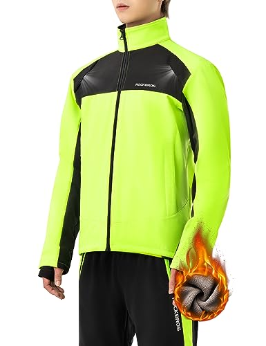 ROCKBROS Fahrrad Jacke Winter Thermo Fahrradbekleidung Softshelljacke Hohe Sichtbarkeit & Winddicht Fahrradjacke für Outdoor-Aktivitäten wie Radfahren, Wandern, Klettern Damen/Herren 4XL