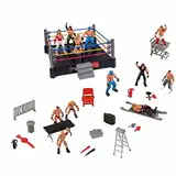 Eeneme Kampfspielzeug Wrestling Toys Wrestler Warrior Toys Lustige Wrestling Ring Set Kinderspielzeuge (Grau)