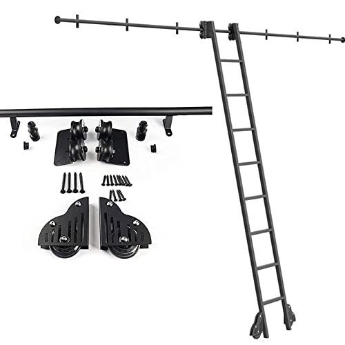 Rollleiter mit rundem Rohr, Hardware-Kit für Bibliothek, Bücherregal, 1 m, Heimbüro, Schiebeleiter, Schiene, mobile Leiter für modernes Design (Größe: 100 cm)